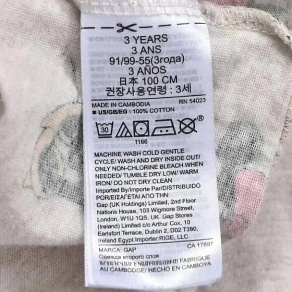 Gap x Disney Minnie Mouse Cream/Grey Cotton Long Sleeve Dress 3T - Picture 5 of 5